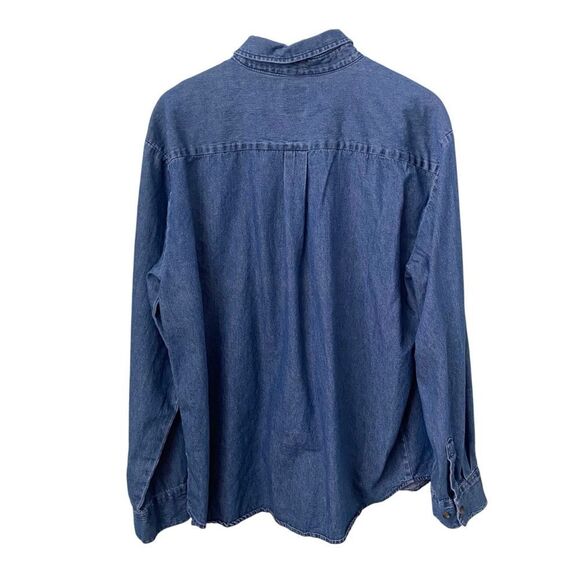 Vintage Open Trails Blue Denim Button-Up Shirt 100% Cotton in Men's Size XL - Picture 2 of 6